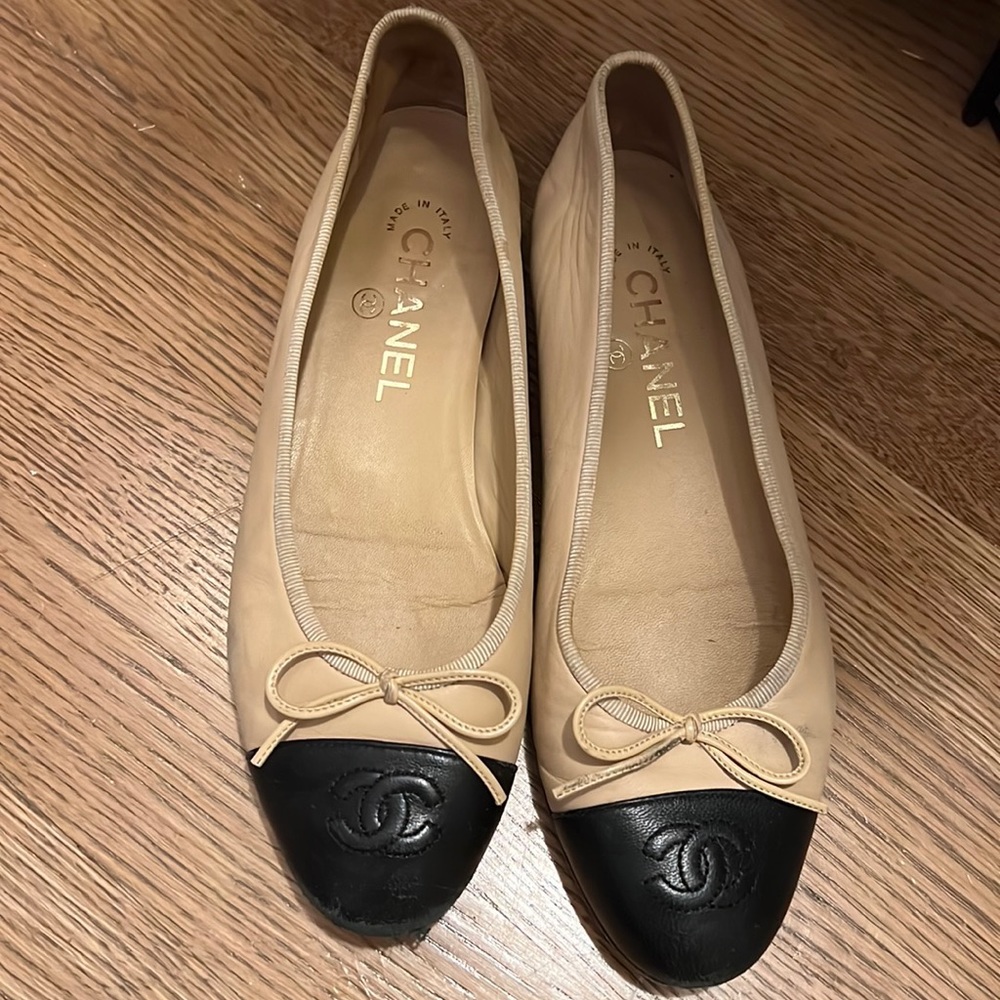 Chanel ballet flats - beige and black size 36.5